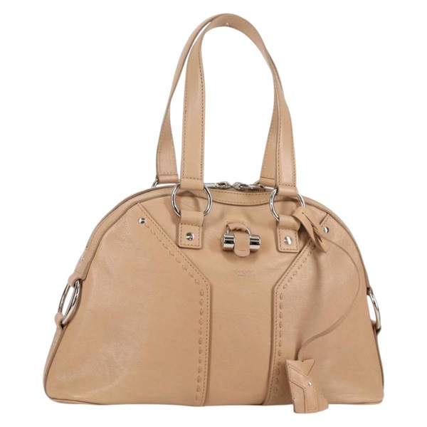 【原宿店限定】サンローラン SAINT LAURENT ミューズ ハンドバッグ レザー ベージュ シルバー 156465 レディース yk19385V