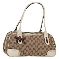 【原宿店限定】グッチ GUCCI ハンドバッグ プリンシー GGキャンバス ウェブシェリーライン ベージュ レッド 161720 レディース yk19404V