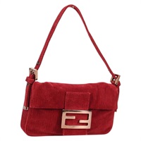 【原宿店限定】フェンディ FENDI ミニマンマバゲット ハンドバッグ コーデュロイ レッド レディース yk19405V