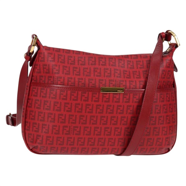 【原宿店限定】フェンディ FENDI ショルダーバッグ ズッキーノキャンバス PVC レッド ゴールド レディース 129767V