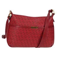 【原宿店限定】フェンディ FENDI ショルダーバッグ ズッキーノキャンバス PVC レッド ゴールド レディース 129767V