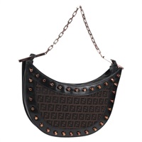 【原宿店限定】フェンディ FENDI ショルダーバッグ ズッキーノキャンバス チェーン ブラック ブラウン レディース 138863V