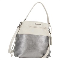 【原宿店限定】ミュウ ミュウ Miu Miu ショルダーバッグ レザー 2way シルバー レディース yk19197V