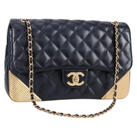 【原宿店限定】シャネル CHANEL ショルダーバッグ マトラッセ チェーン カーフスキン ネイビー ゴールド レディース 132852M