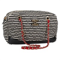 【原宿店限定】シャネル CHANEL ショルダーバッグ マトラッセ チェーン コットン ホワイト ゴールド レディース 133767V