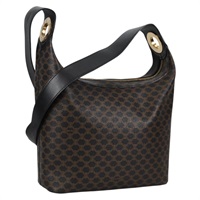 【原宿店限定】セリーヌ CELINE ショルダーバッグ マカダムキャンバス PVCレザー ブラック ゴールド レディース 135205V