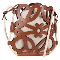 【原宿店限定】ロエベ LOEWE ショルダーバッグ レザー キャンバス ベージュ ブラウン レディース 135244M