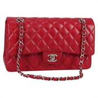 【原宿店限定】シャネル CHANEL ショルダーバッグ マトラッセ チェーン キャビアスキン レッド シルバー レディース 138977M