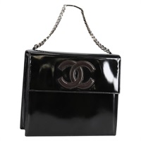 【原宿店限定】シャネル CHANEL ショルダーバッグ チェーン パテントレザー ブラック シルバー レディース 139979V