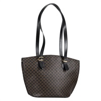【原宿店限定】セリーヌ CELINE ショルダーバッグ マカダムキャンバス PVCレザー ブラック ゴールド レディース am8906V