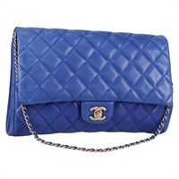 【原宿店限定】シャネル CHANEL ショルダーバッグ ラムスキン ブルー ゴールド レディース 140902V