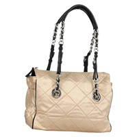 【原宿店限定】プラダ PRADA ショルダーバッグ チェーン サテン ベージュ シルバー レディース 141037V