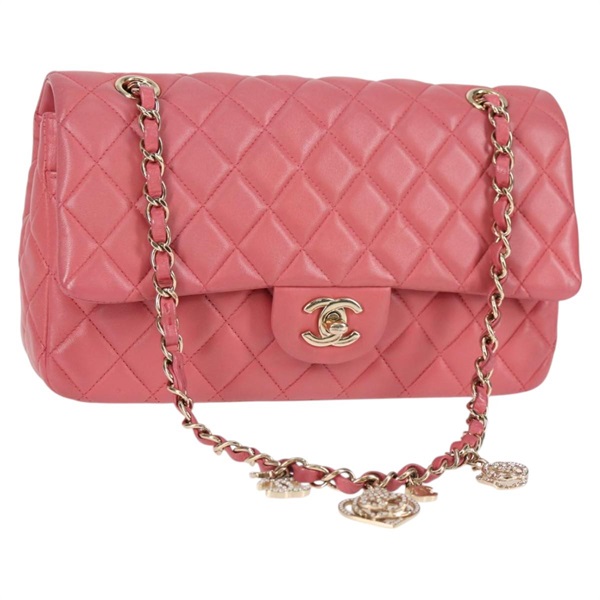 【原宿店限定】シャネル CHANEL ショルダーバッグ マトラッセ チェーン ラムスキン ピンク ゴールド レディース 126603M