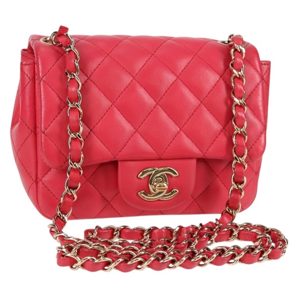 【原宿店限定】シャネル CHANEL ショルダーバッグ マトラッセ チェーン ラムスキン ピンク ゴールド レディース 128553M