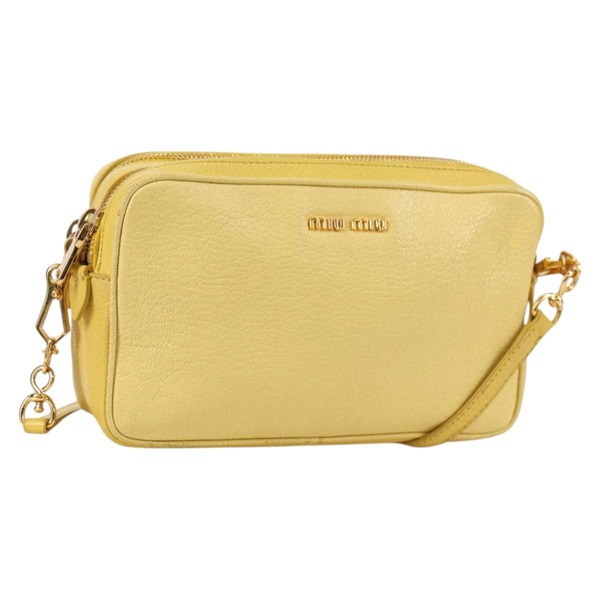 【原宿店限定】ミュウ ミュウ Miu Miu ショルダーバッグ レザー イエロー ゴールド レディース am9051V