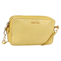 【原宿店限定】ミュウ ミュウ Miu Miu ショルダーバッグ レザー イエロー ゴールド レディース am9051V