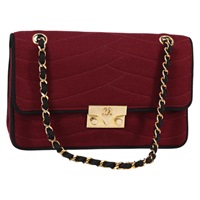 【原宿店限定】シャネル CHANEL ショルダーバッグ チェーン コットン ボルドー ゴールド レディース bs29357V