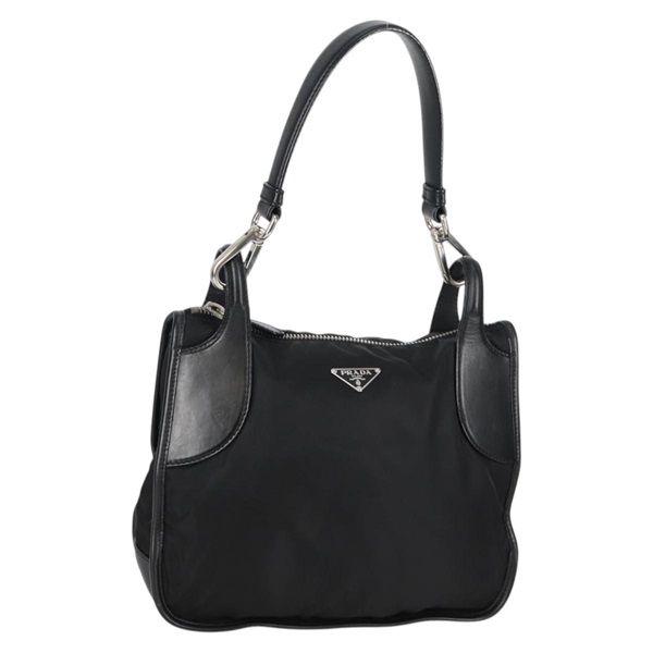【原宿店限定】プラダ PRADA ショルダーバッグ レザー ブラック シルバー レディース yk19364V