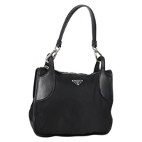 【原宿店限定】プラダ PRADA ショルダーバッグ レザー ブラック シルバー レディース yk19364V