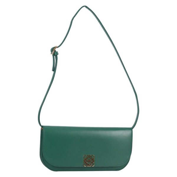 【原宿店限定】ロエベ LOEWE ゴヤ　ロング ショルダーバッグ レザー グリーン ゴールド レディース yk19378M