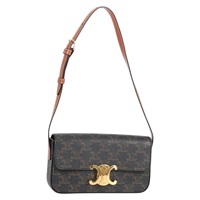 【原宿店限定】セリーヌ CELINE ショルダーバッグ トリオンフ クロード PVCレザー ブラック ゴールド レディース yk19380M