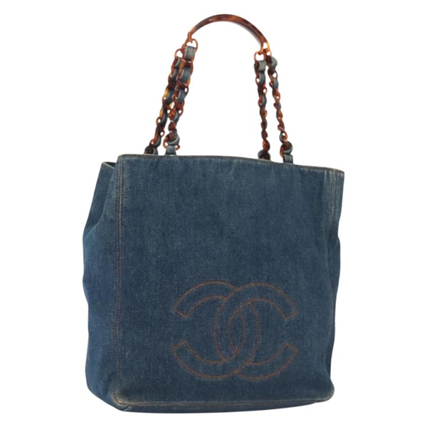 【原宿店限定】シャネル CHANEL トートバッグ チェーン デニム ブルー レディース 139600V