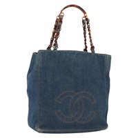 【原宿店限定】シャネル CHANEL トートバッグ チェーン デニム ブルー レディース 139600V