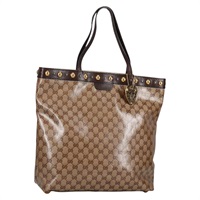 【原宿店限定】グッチ GUCCI トートバッグ バブーシュカ GGクリスタル コーティングキャンバス ゴールド ベージュ 208940 レディース 141867V