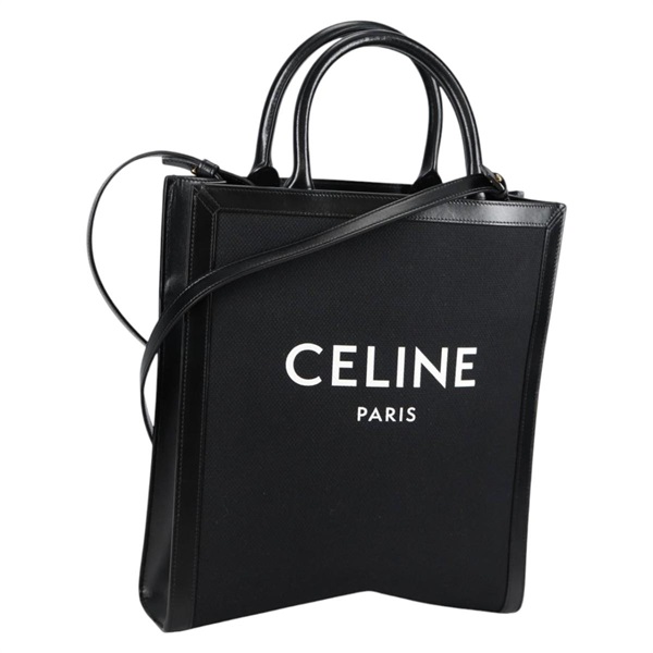 【原宿店限定】セリーヌ CELINE バーティカル カバ トートバッグ キャンバス 2way ブラック レディース BA5554M