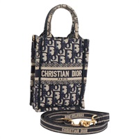 【原宿店限定】クリスチャンディオール Christian Dior トートバッグ トロッターキャンバス バーティ カルブックトート ミニ ネイビー ゴールド レディース 120170AM