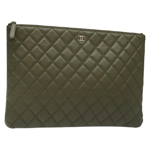 【原宿店限定】シャネル CHANEL クラッチバッグ マトラッセ ラムスキン グリーン ゴールド レディース 126558M