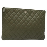 【原宿店限定】シャネル CHANEL クラッチバッグ マトラッセ ラムスキン グリーン ゴールド レディース 126558M