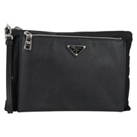 【原宿店限定】プラダ PRADA クラッチバッグ サフィアーノ ナイロン ブラック シルバー レディース am9108V