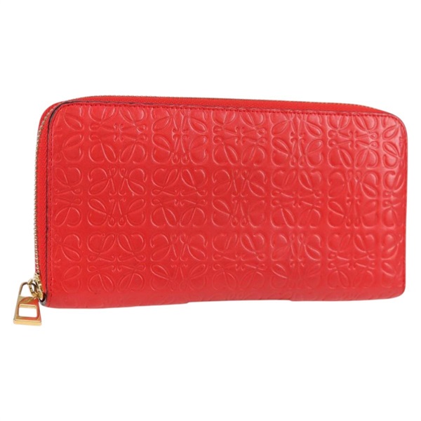 【原宿店限定】ロエベ LOEWE 長財布 アナグラム レザー レッド レディース 138577M