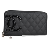 【原宿店限定】シャネル CHANEL 長財布 カンボンライン マトラッセ レザー ブラック レディース ac3874M