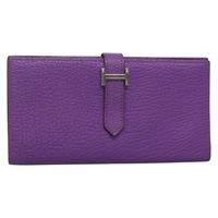 【原宿店限定】エルメス HERMES べアン スフレ 財布 シェーブル パープル レディース yk19464V
