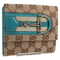 【原宿店限定】グッチ GUCCI 財布 ホースビット GGキャンバス ベージュ ゴールド 138029 レディース yk19499V