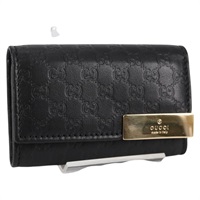【原宿店限定】グッチ GUCCI キーケース GGキャンバス グッチシマ レザー ブラック ゴールド 268833 2184 レディース am9008V