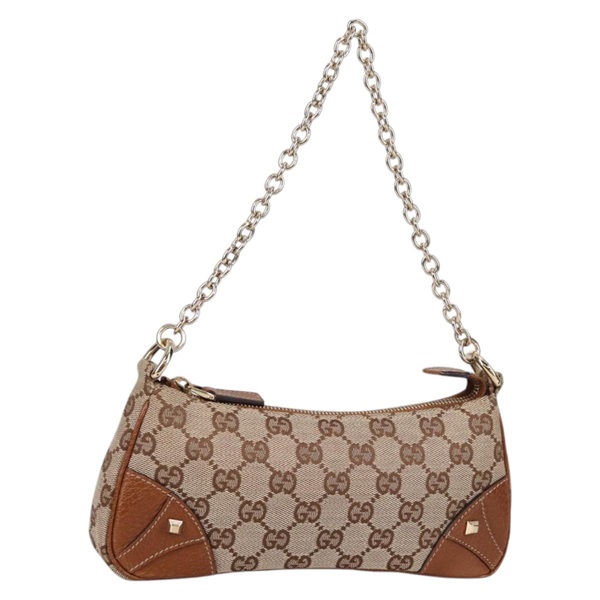 【原宿店限定】グッチ GUCCI アクセサリーポーチ GGキャンバス チェーン ベージュ ゴールド 120940 レディース yk19441V
