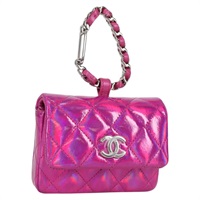 【原宿店限定】シャネル CHANEL ポーチ マトラッセ パテントレザー ピンク シルバー レディース bs29324M