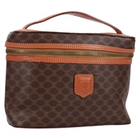 【原宿店限定】セリーヌ CELINE ポーチ マカダムキャンバス バニティ PVCレザー ブラウン ゴールド レディース yk18672V