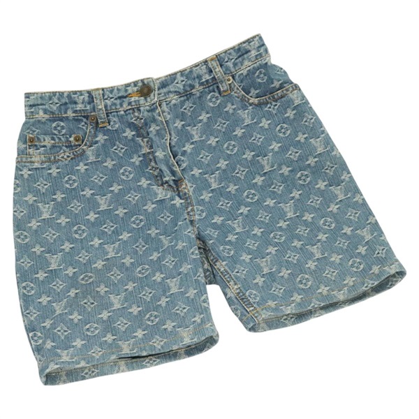 【原宿店限定】【原宿店限定】ルイ・ヴィトン LOUIS VUITTON パンツ モノグラムデニム ショーツ ブルー レディース 127399M