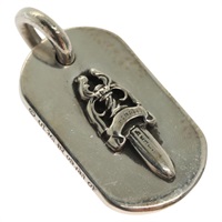 【原宿店限定】クロムハーツ Chrome Hearts ネックレス レイズド　ダガー　ドッグタグ Ag925 シルバー レディース 138893M
