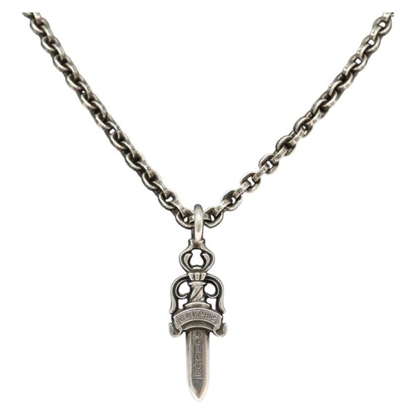 【原宿店限定】クロムハーツ Chrome Hearts ネックレス ダブルダガー ペーパーチェーン Ag925 シルバー レディース 138946M