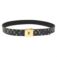 【原宿店限定】ルイ・ヴィトン LOUIS VUITTON サンチュールLVカット ベルト マルチカラー ブラック M6890 レディース 142353V