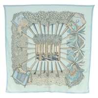 【原宿店限定】エルメス HERMES カレ140 スカーフ "OMBRES ET LUMIERES" カシミア ブルー レディース 134913M