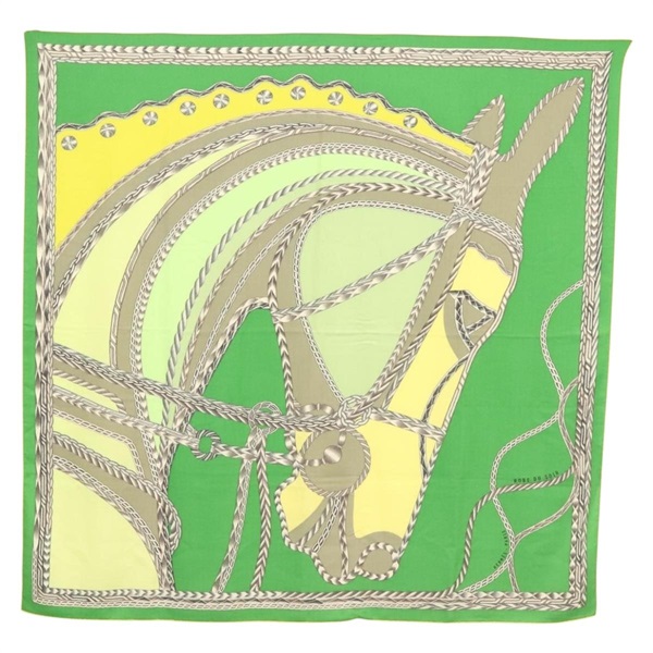 【原宿店限定】エルメス HERMES カレ140 スカーフ "ROBE DU SOIR" カシミア グリーン レディース 134919M