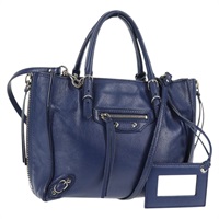 【原宿店限定】 バレンシアガ BALENCIAGA ペーパーミニ ハンドバッグ レザー 2way ブルー シルバー 357333 レディース BA5681V