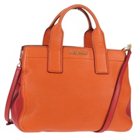 【原宿店限定】ミュウ ミュウ Miu Miu マドラス ハンドバッグ レザー 2way オレンジ ゴールド レディース BA5951V