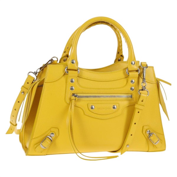 【原宿店限定】バレンシアガ BALENCIAGA ネオ クラシック シティ ハンドバッグ レザー 2way イエロー シルバー 638521 レディース bs29099M
